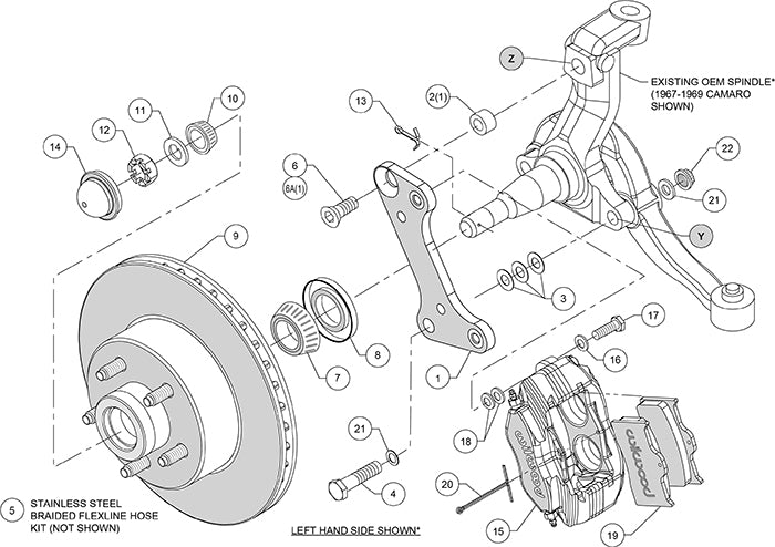 1969 Chevrolet Camaro Z/28 w/ 4 Wheel Disc - Front Brake Kit